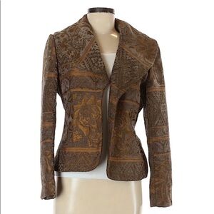 HARVE BENARD size 8 tapestry thick tan jacket in excellent condition